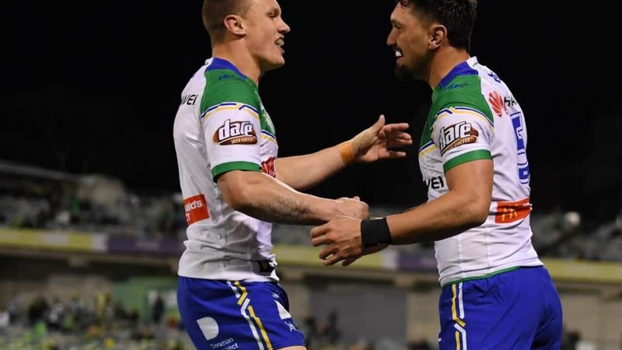 Jack Wighton and Jordan Rapana of the Raiders