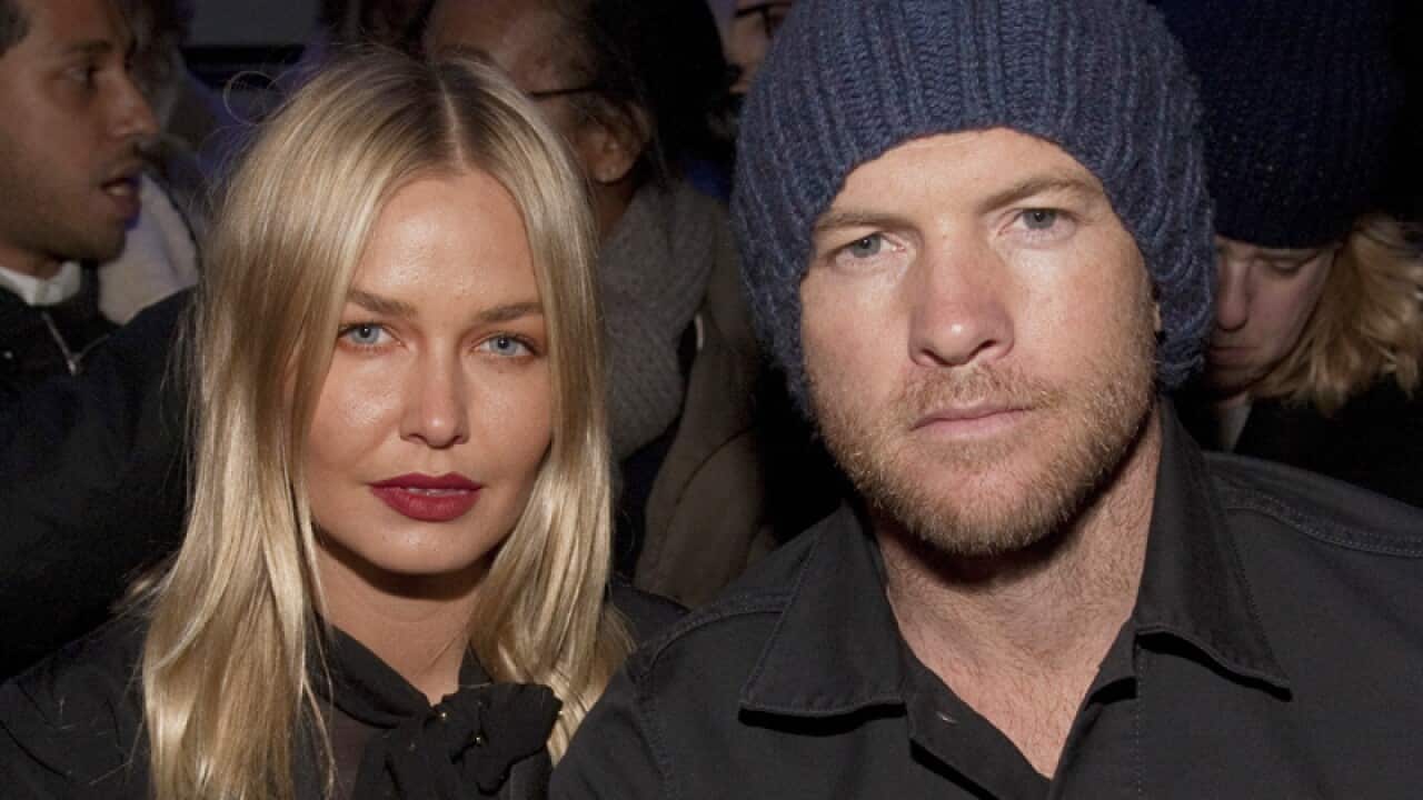 Lara Bingle, left, and actor Sam Worthington.