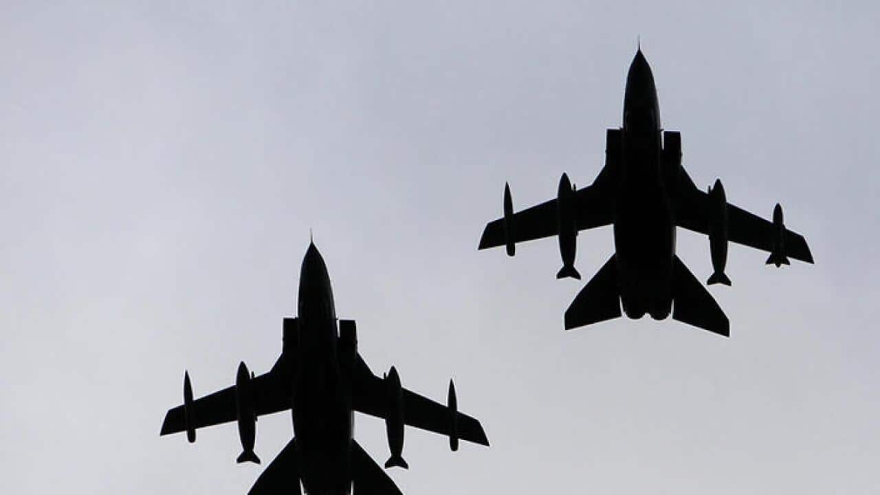 a fly-past by two RAF Tornado GR4 jets in Syria