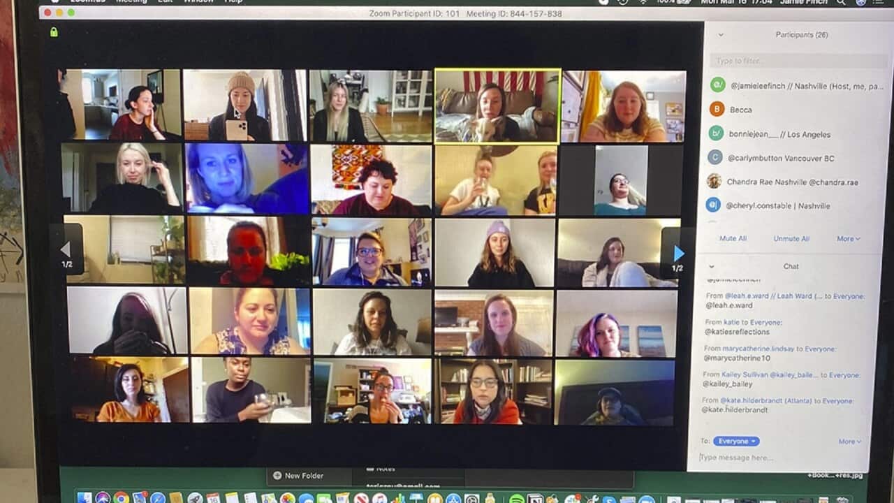 People on a Zoom video conference call