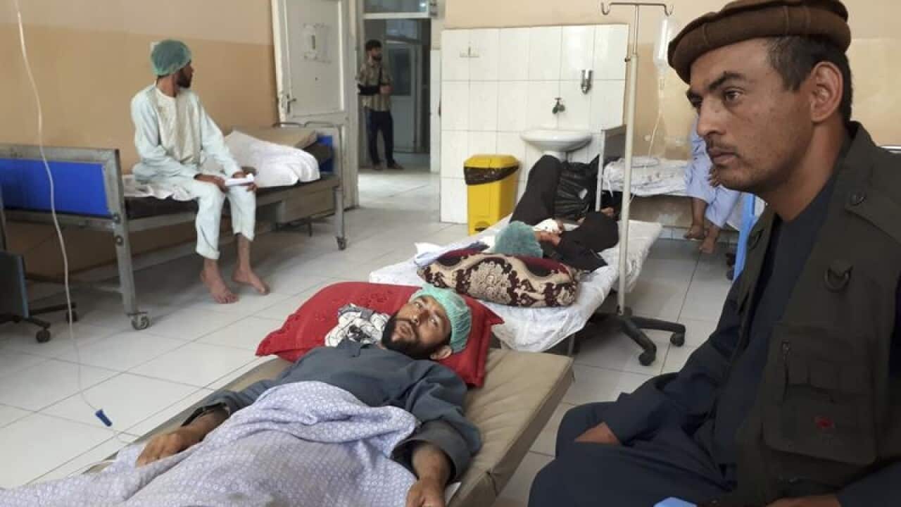 Wounded men receive treatment