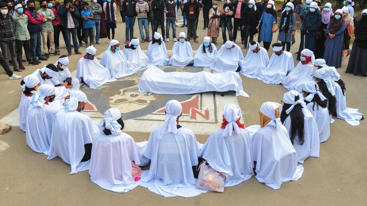Students of Shahjalal University of Science and Technology take part during a demonstration to demand the resignation of the Vice-Chancellor.