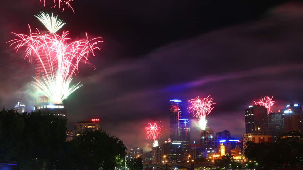 New Year's Eve fireworks over the Yarra river