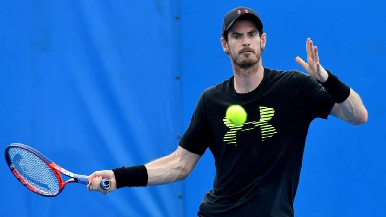 Andy Murray during a practice session at the Brisbane International