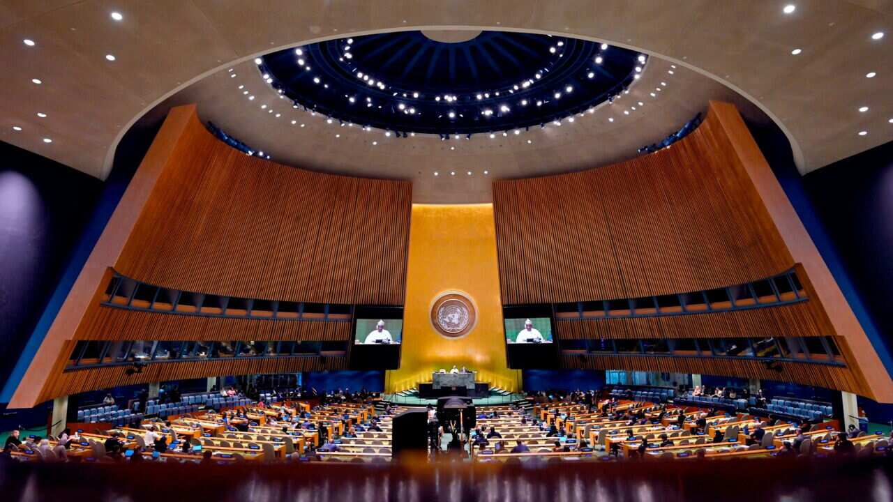 A meeting of the General Assembly of the United Nations