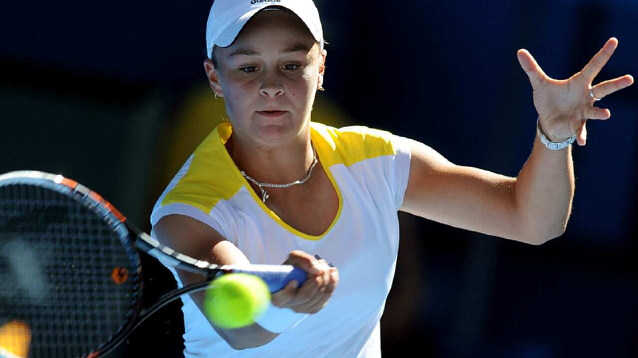 Ashleigh Barty plays during the Australian Open.