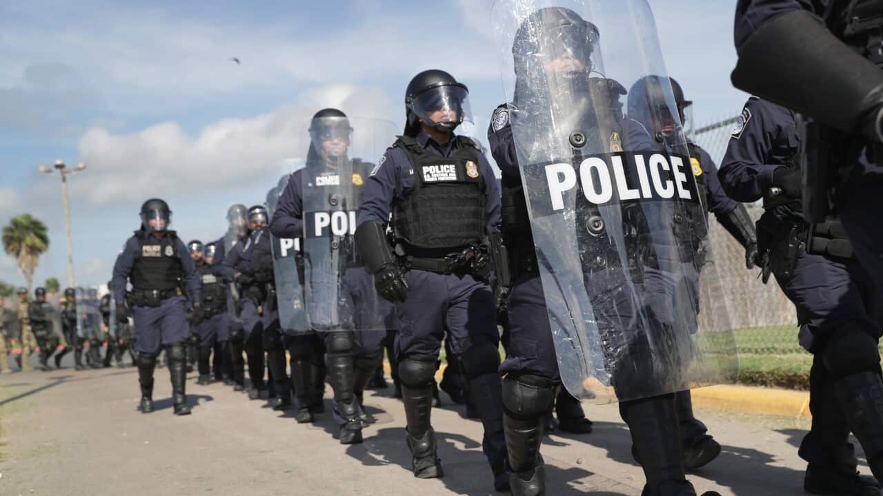 U.S. Customs And Border Protection agents undergo a training exercise.