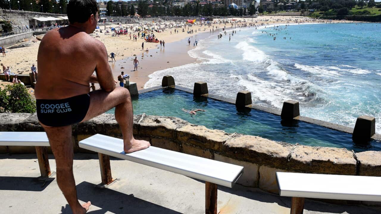 A beachgoer is seen at Coogee beach
