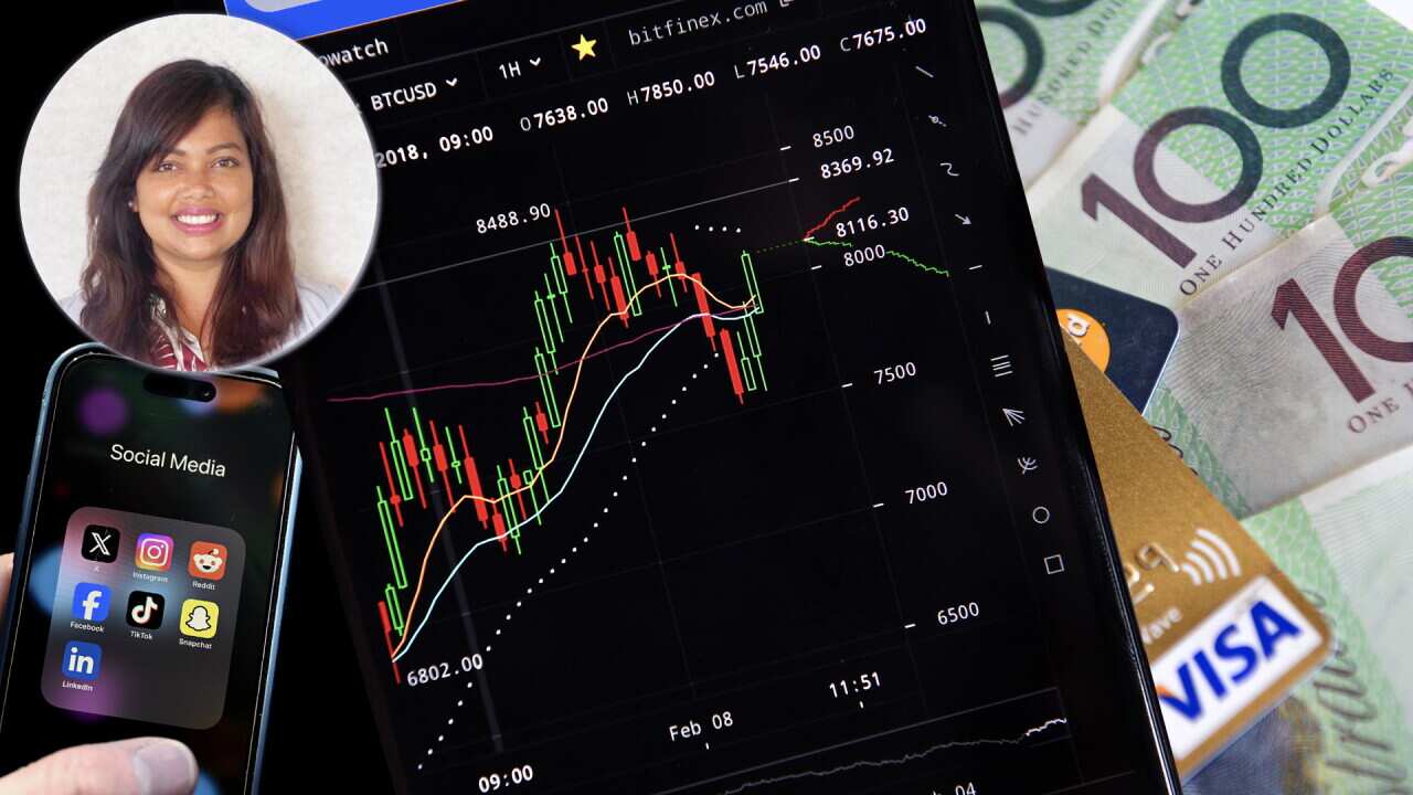 Experts are warning about Aussies turning to social media for financial advice. Inset: Thamlini Sathasevam, MBA Wealth Solutions