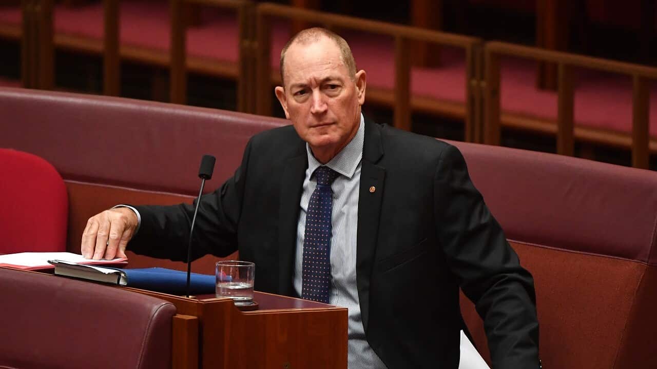 Independent Senator Fraser Anning in the Senate chamber at Parliament House in Canberra, Tuesday, February 6, 2018.