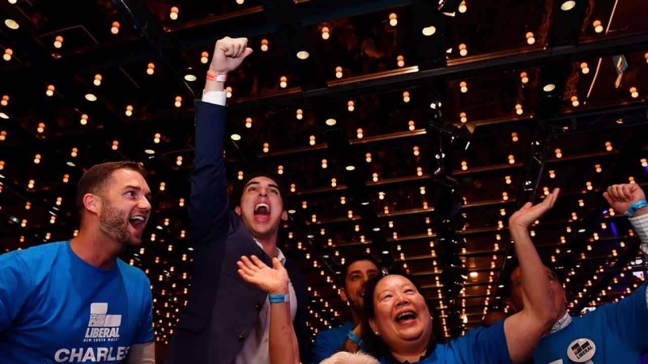Jubilant Liberal supporters in Sydney.