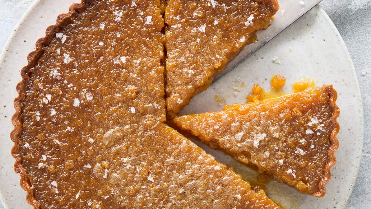 Treacle and vanilla salt tart