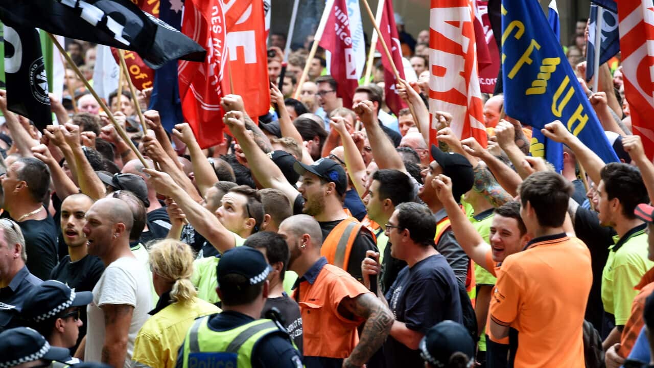 Union members in a recent demonstration