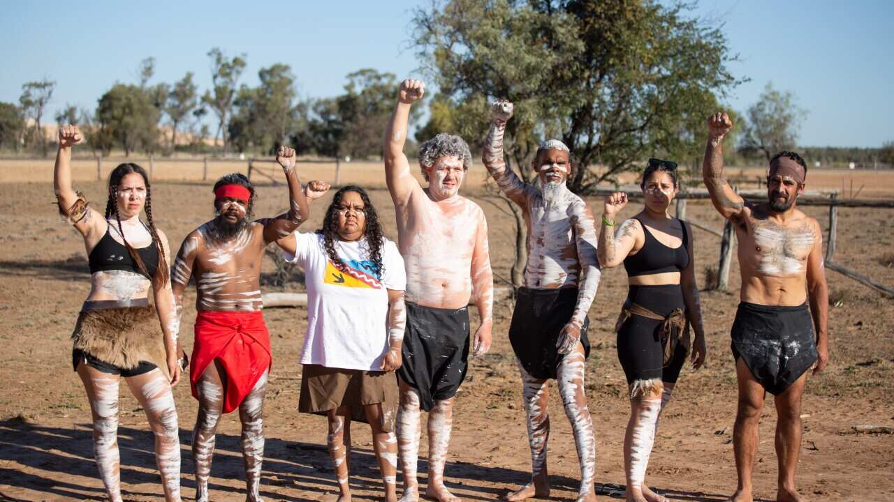 Traditional Owners at the Adani mine site.