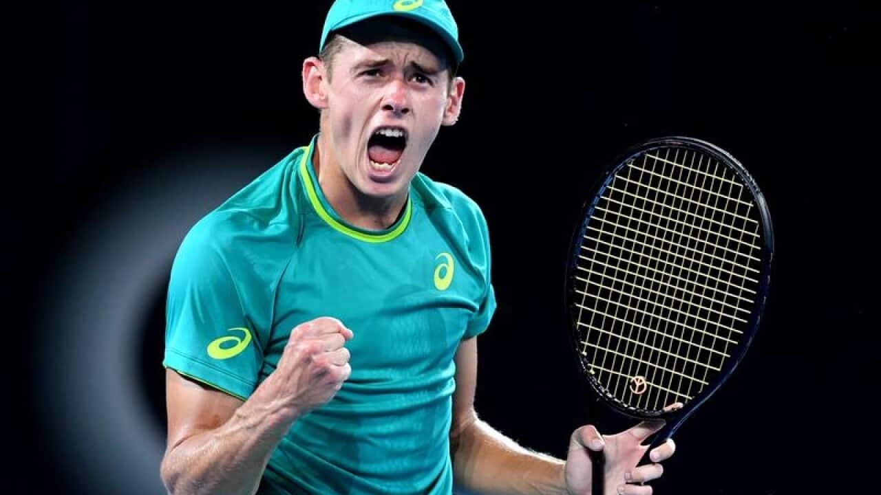 Alex de Minaur of Australia celebrates