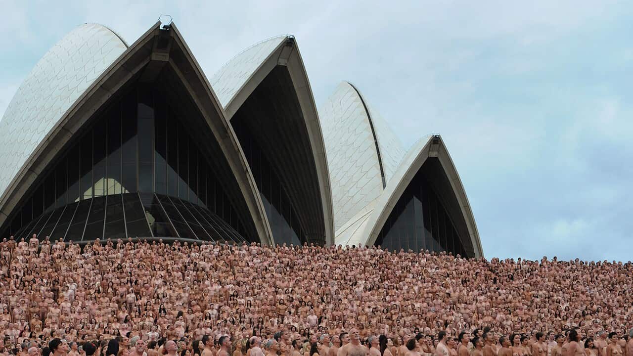 Artist Spencer Tunick photographed over 5,000 people from all walks of life just before dawn at Sydney Opera House on March 1, 2010.