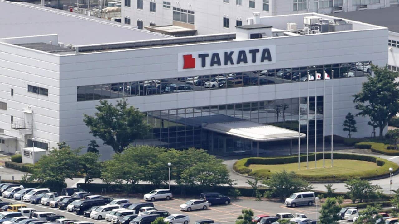 This aerial photo shows Japanese airbag maker Takata Corp.'s Echigawa Plant in Aisho Town, Shiga prefecture on June 26, 2017. Takata files for bankruptcy protection under Japan's civil rehabilitation law.( The Yomiuri Shimbun via AP Images )