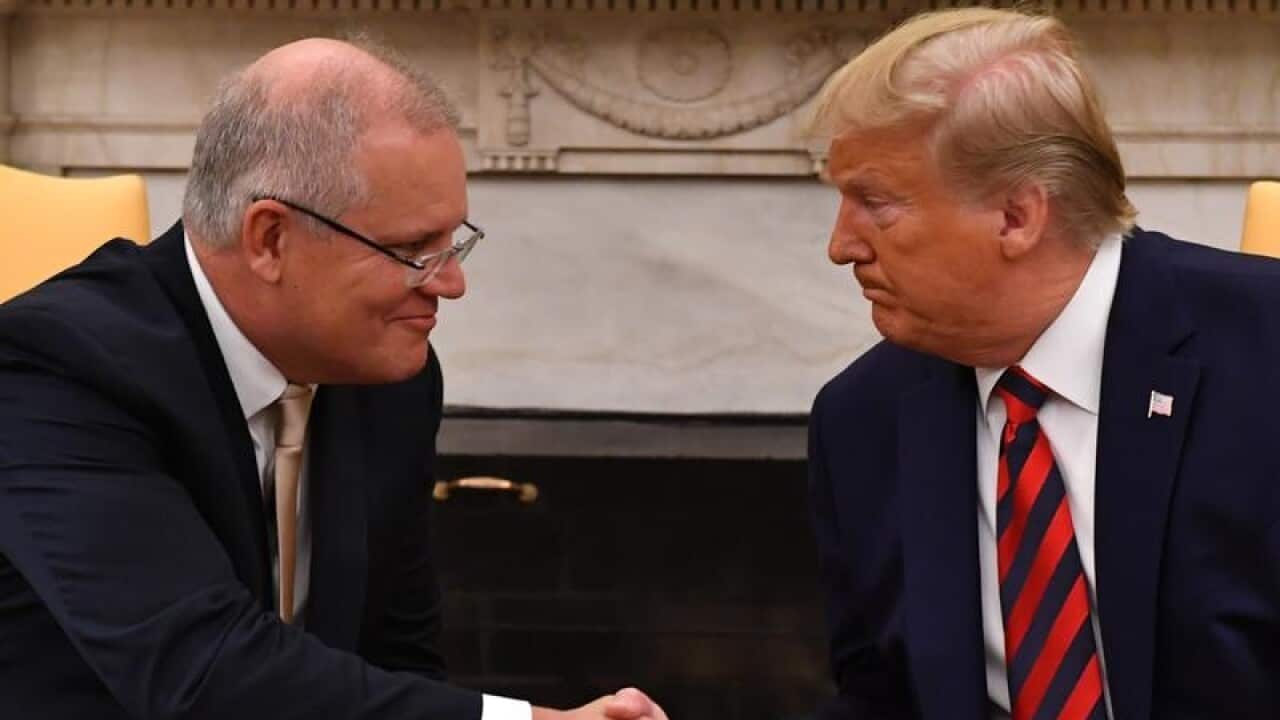 Scott Morrison and Donald Trump meet in the White House.