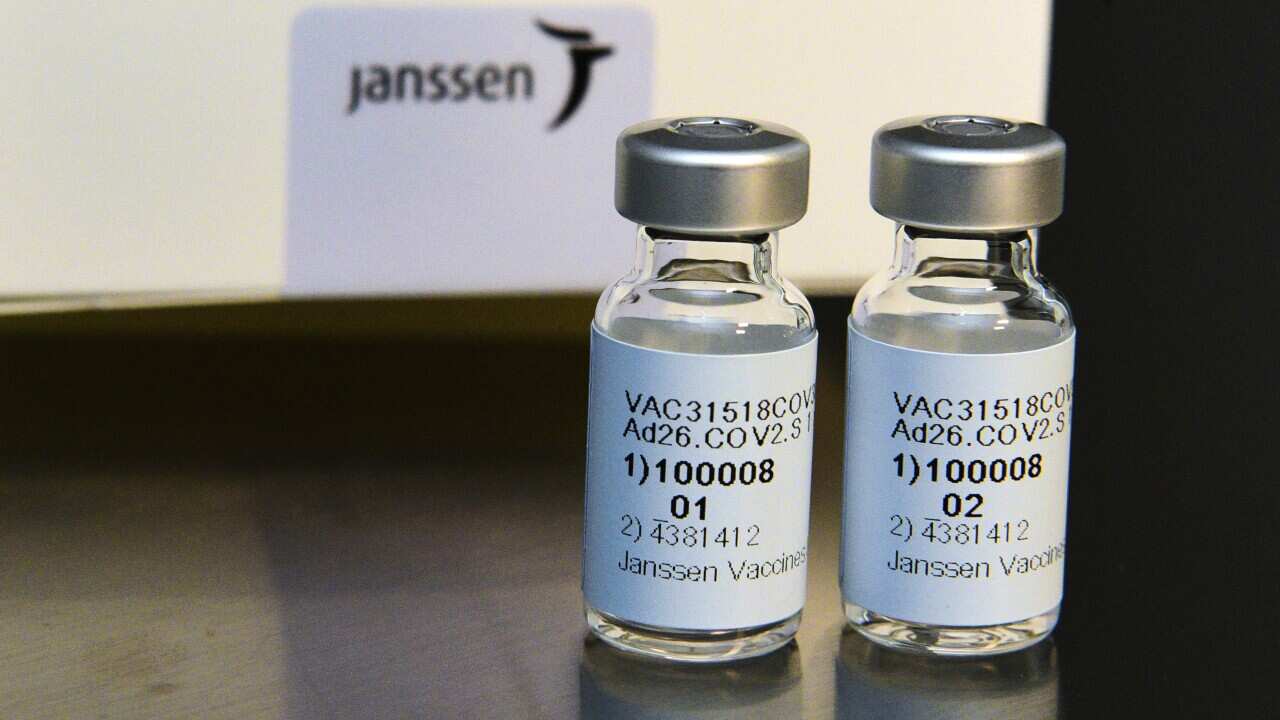 A photo provided by Johnson & Johnson showing the Janssen COVID-19 vaccine.