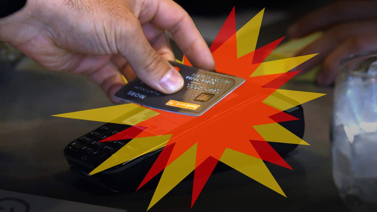 A credit card being used