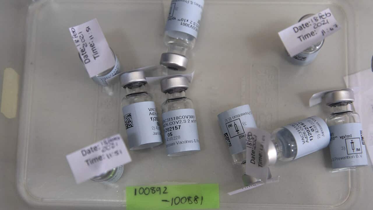 Empty vials that contained a dose of the Johnson & Johnson vaccine