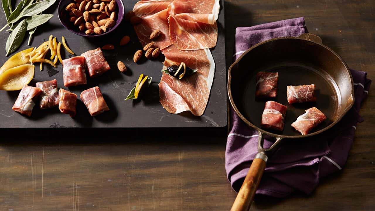 Devils on horseback with preserved lemon and almond