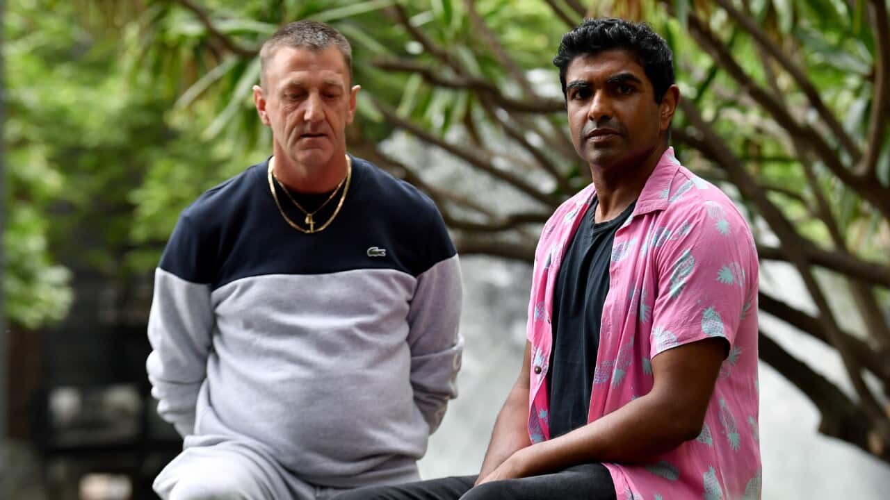 Wayside Chapel homeless service's user Scott Endersby (left), and Wayside CEO Jon Owens