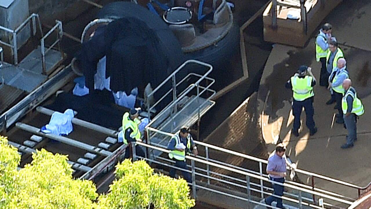 Queensland Emergency service personnel are seen at Dreamworld
