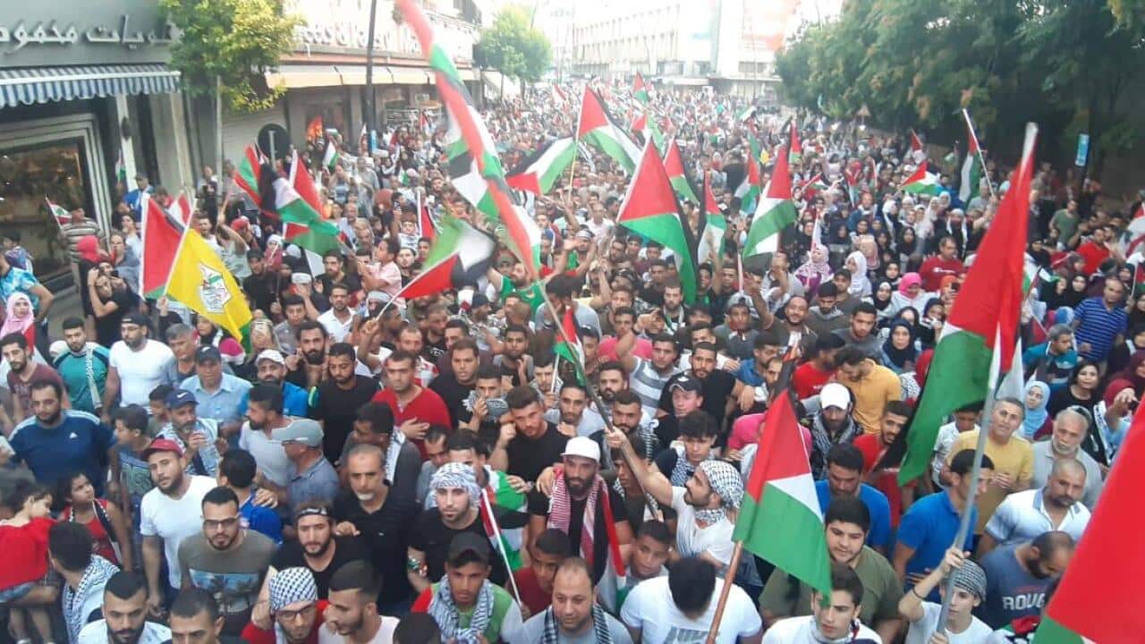 Lebanon Palestinians Protest Employment