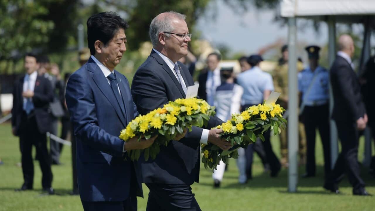 Shinzo Abe is the first Japanese leader to visit Darwin since World War II.