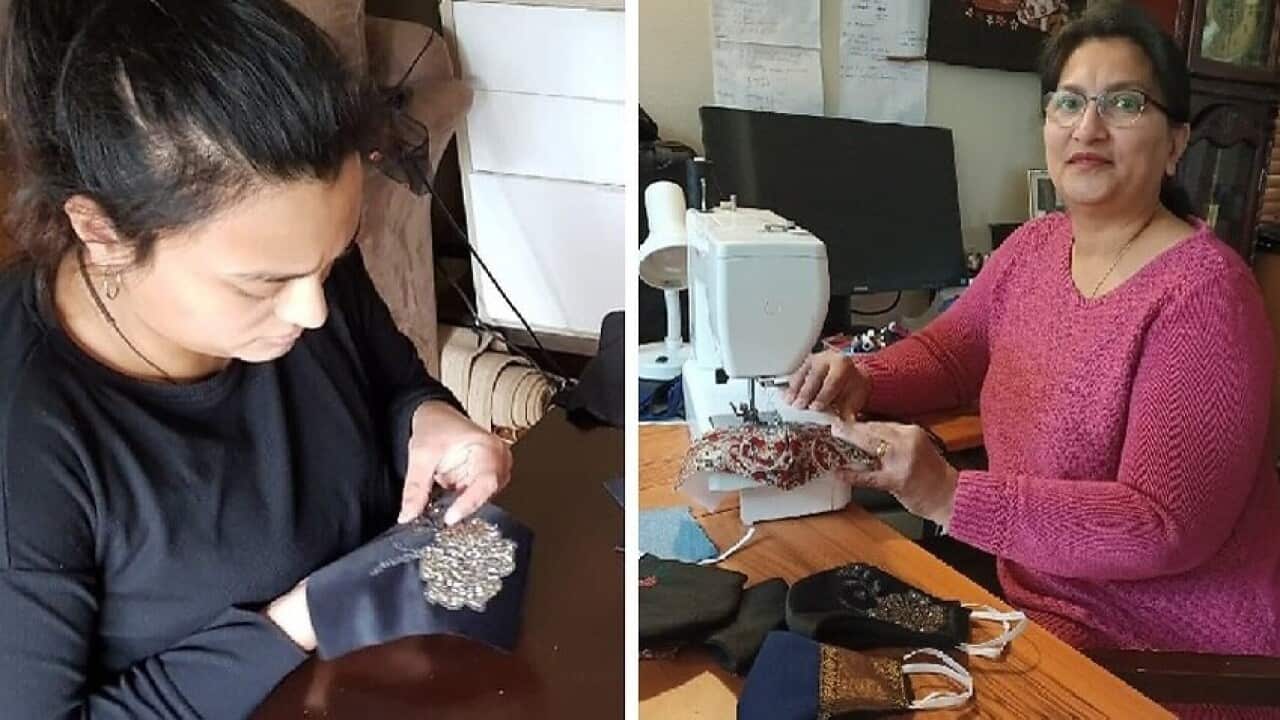 Malayalee family making mask