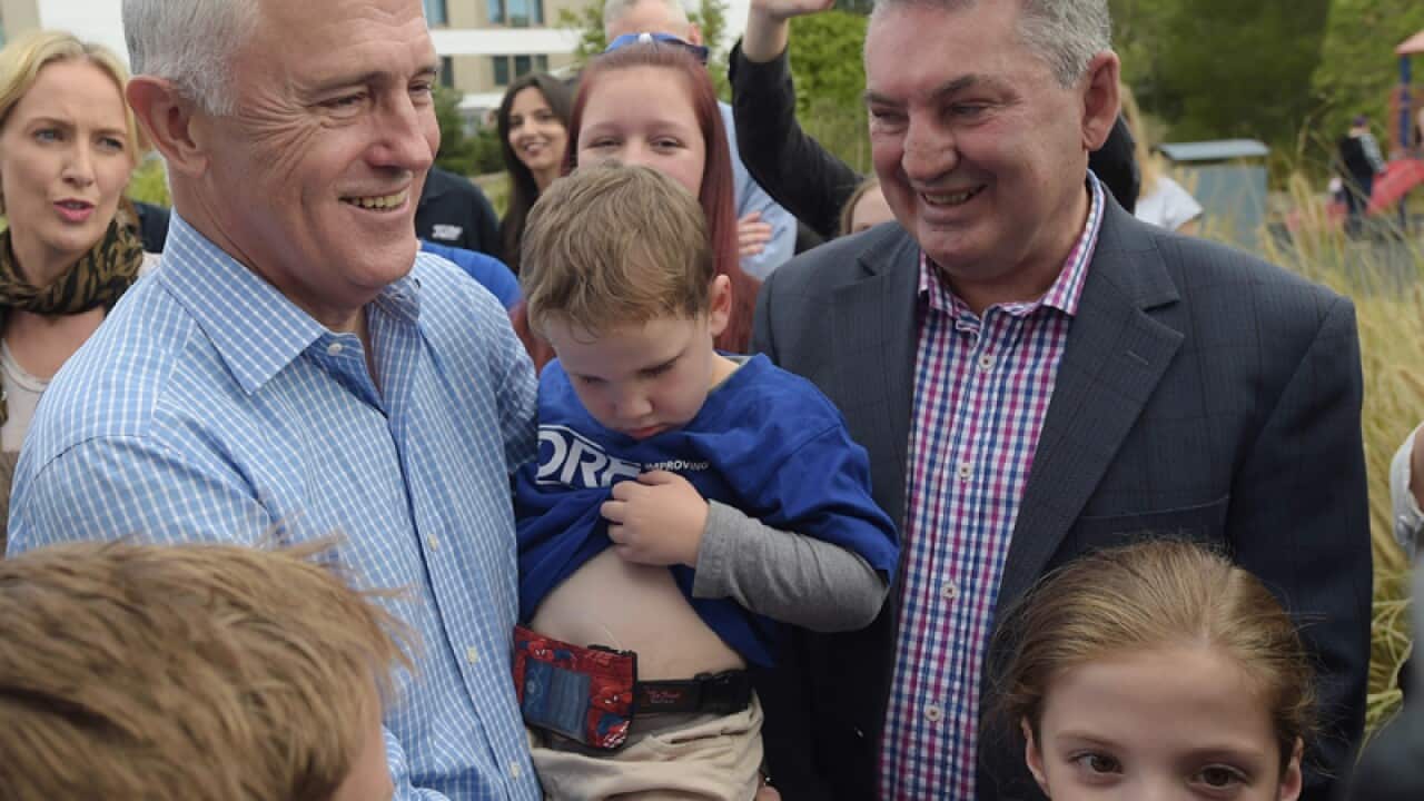 Australian Prime Minister Malcolm Turnbull and Noah Davies
