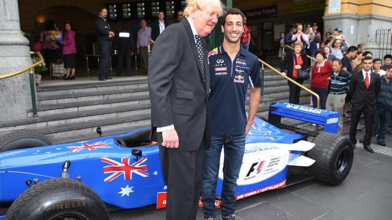 Daniel Ricciardo with Melbourne Grand Prix Chairman Ron Walker