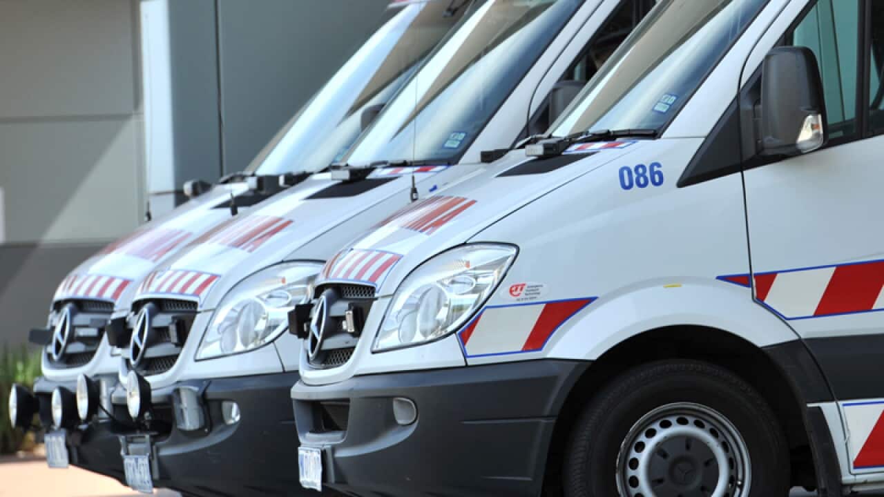 Ambulances outside a Victorian hospital