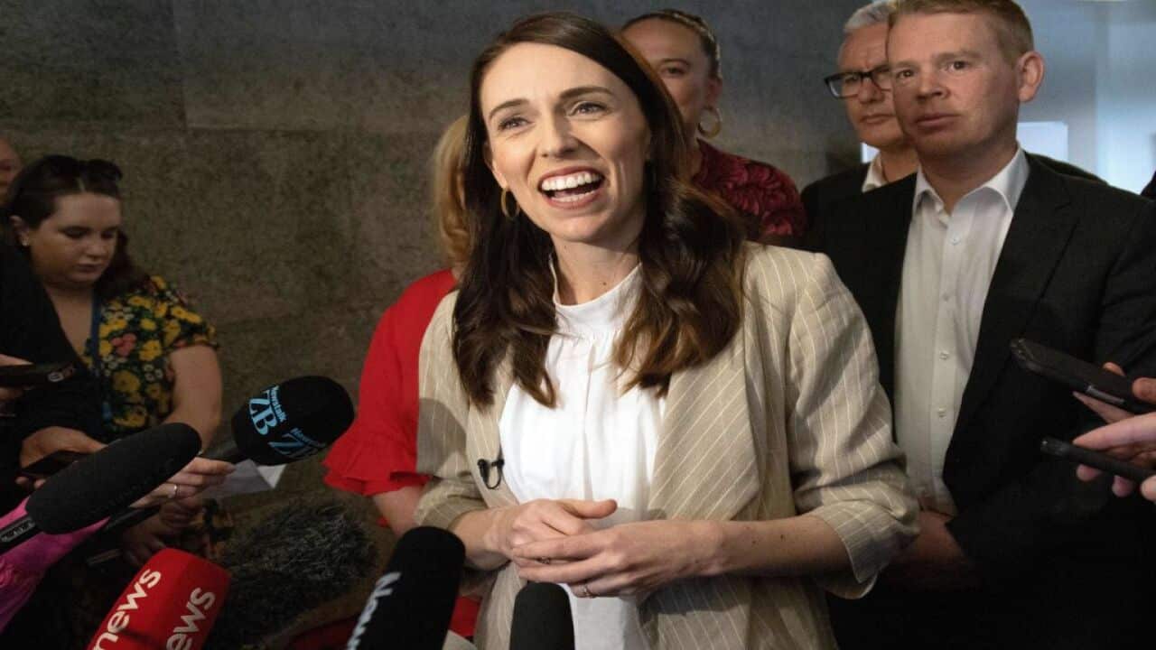 New Zealand Prime Minister Jacinda Ardern speaks to the media a day after her landslide election win, in Auckland on October 18, 2020. (Photo by Marty MELVILLE / AFP) (Photo by MARTY MELVILLE/AFP via Getty Images)