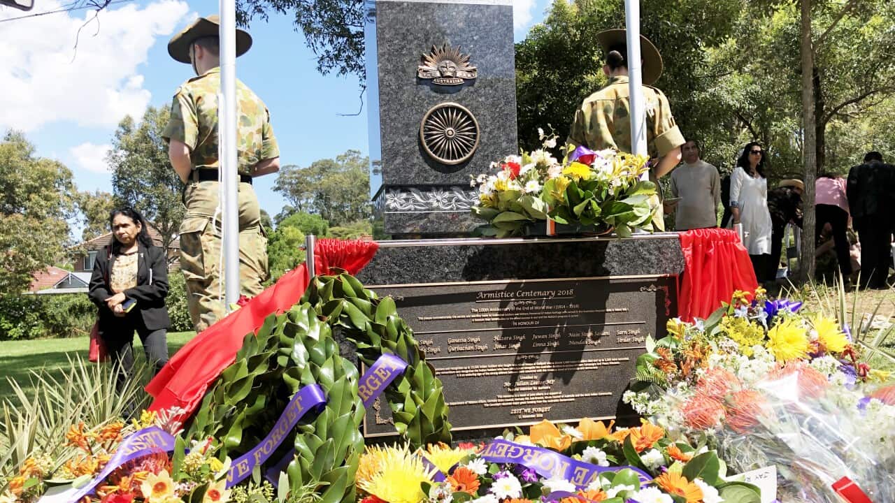 Memorial to commemorate Indian soldiers who fought for Australia in WW1.