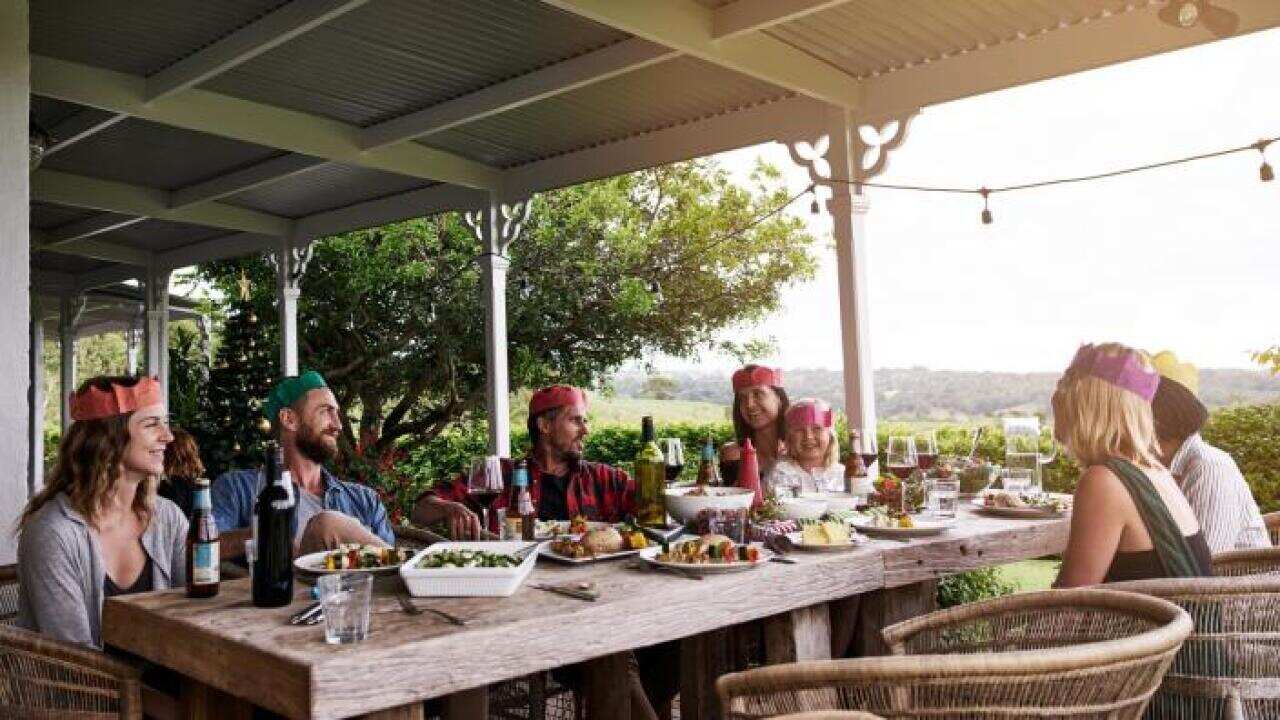 A family spending Christmas day together