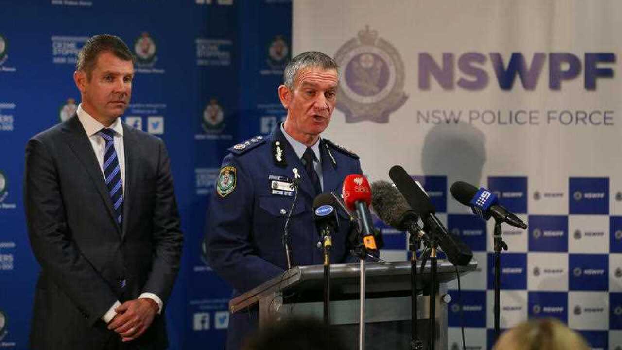 NSW Police Commissioner Andrew Scipione (right) and NSW Premier Mike Baird