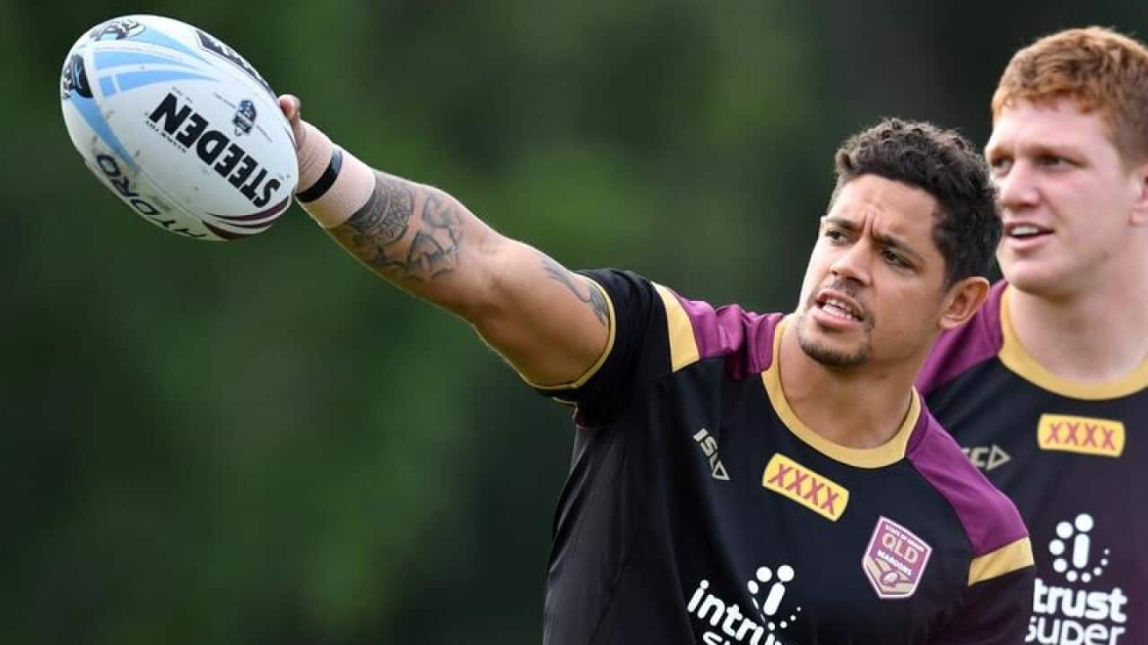Queensland State of Origin player Dane Gagai (L)