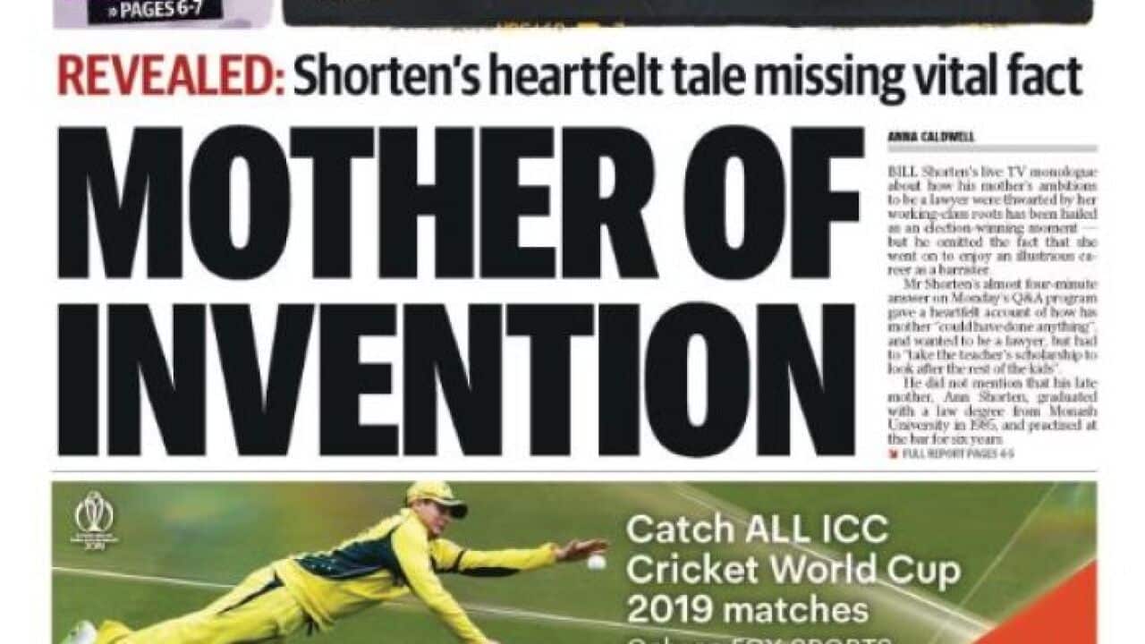 Wednesday's front page.