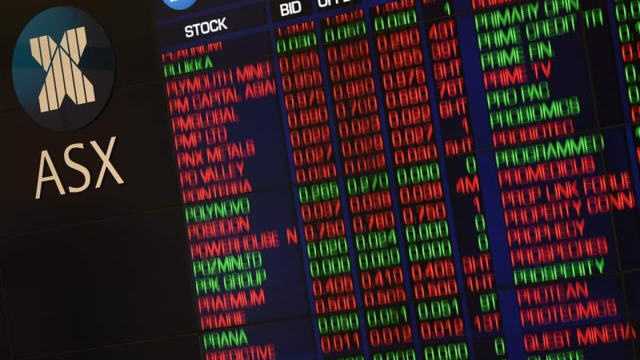 Close-up of ASX indicator board.