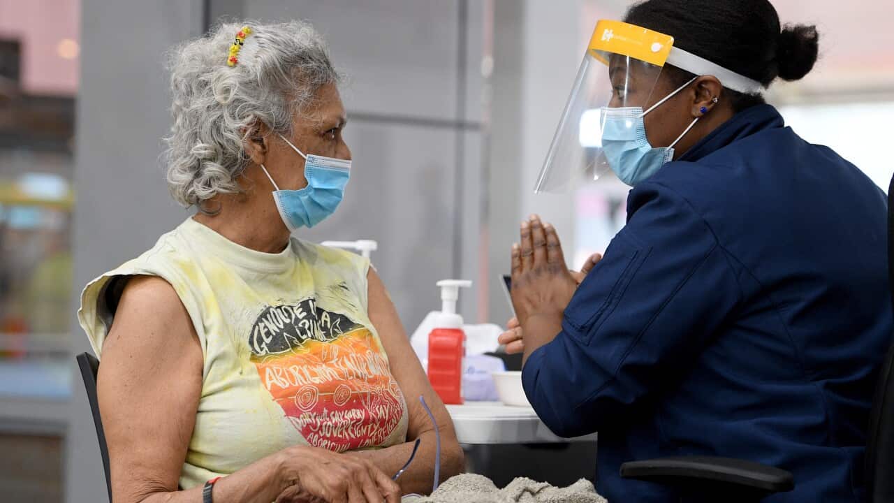 A pop-up Covid vaccination clinic at the National Centre of Indigenous Excellence in Redfern, Sydney