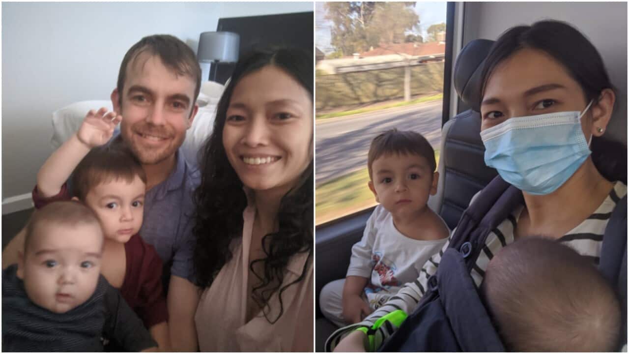 Vợ chồng anh Peter Coleman và hai đứa con nhỏ.