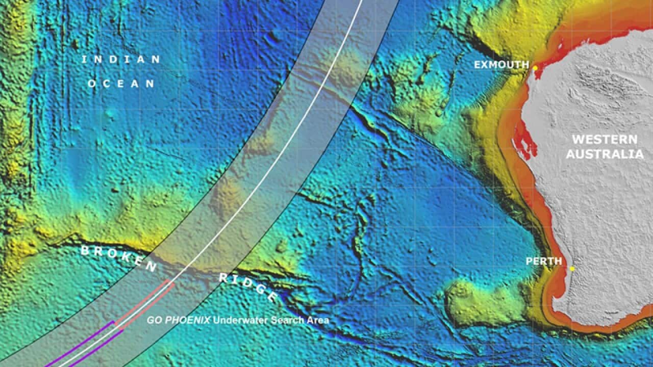 underwater search areas for missing Malaysia Airlines flight MH370