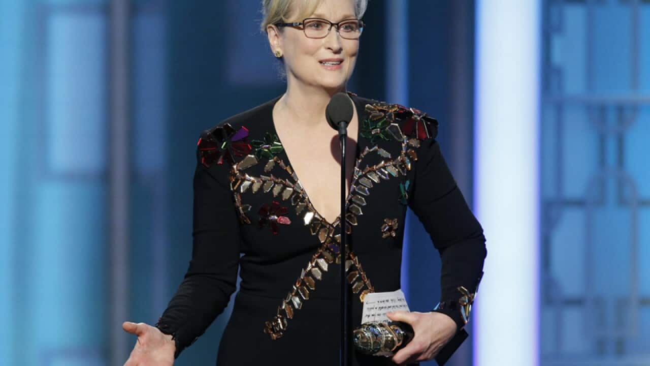 Meryl Streep accepting the Cecil B. DeMille Award