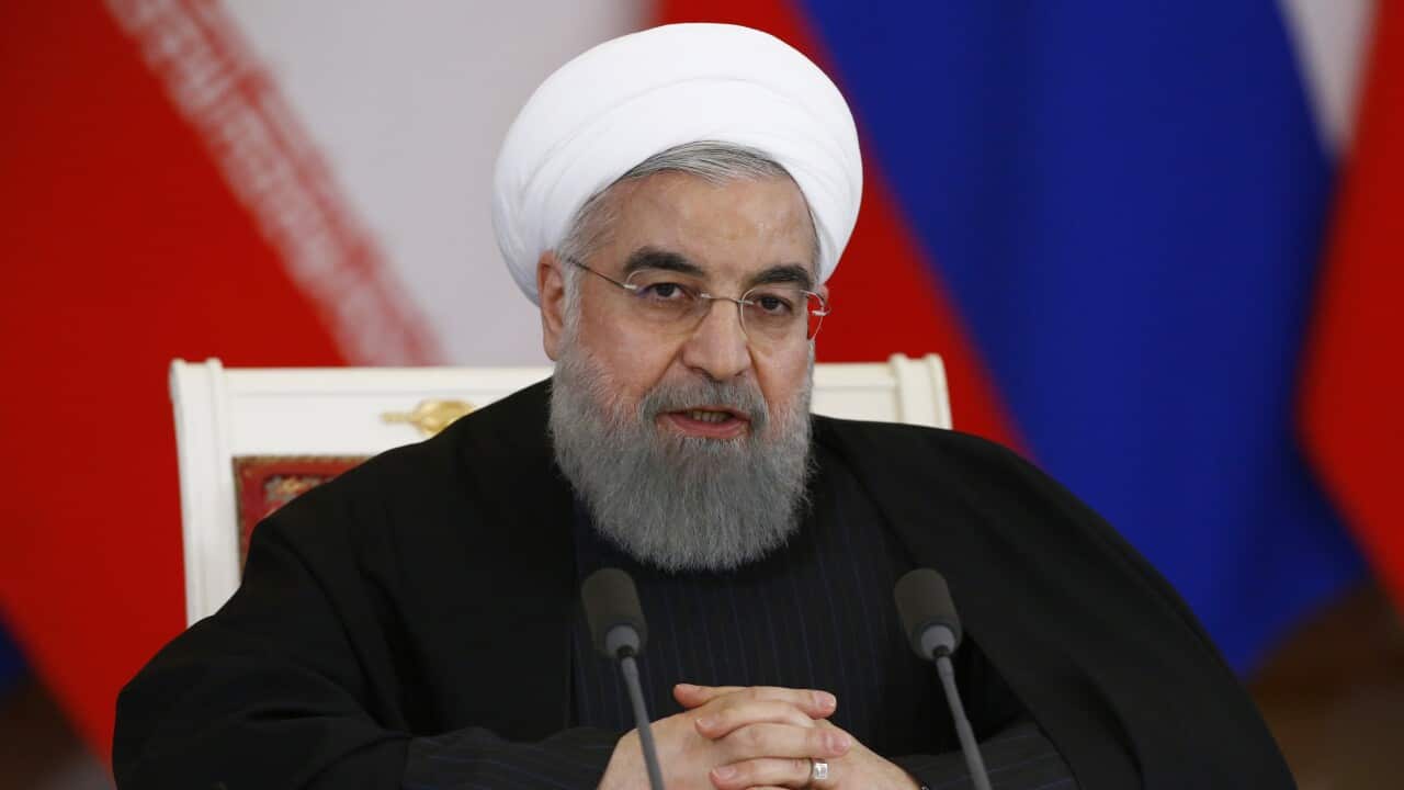 Iranian President Hassan Rouhani says Donald Trump is abetting terrorists in Syria.