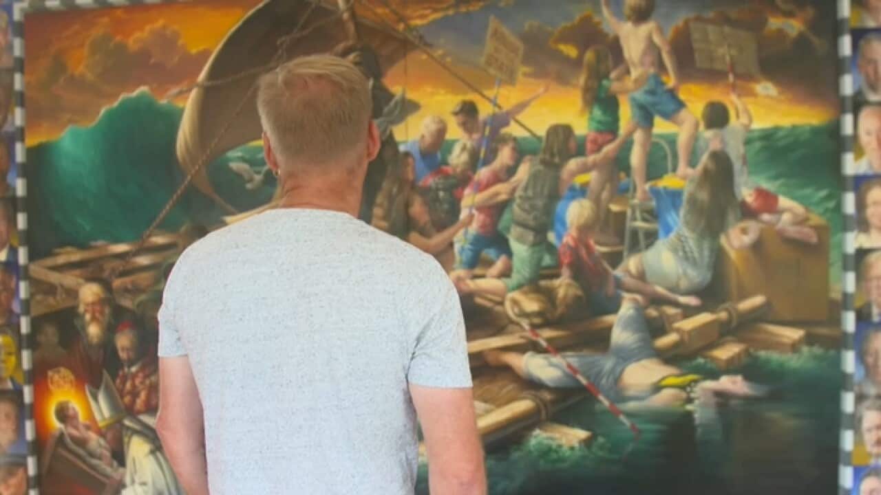 Survivor Robert House looks at the painting he commissioned to honour the fight for justice.