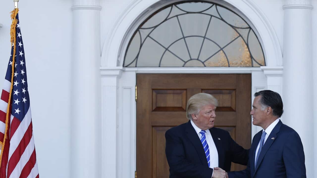 President-elect Donald Trump and Mitt Romney