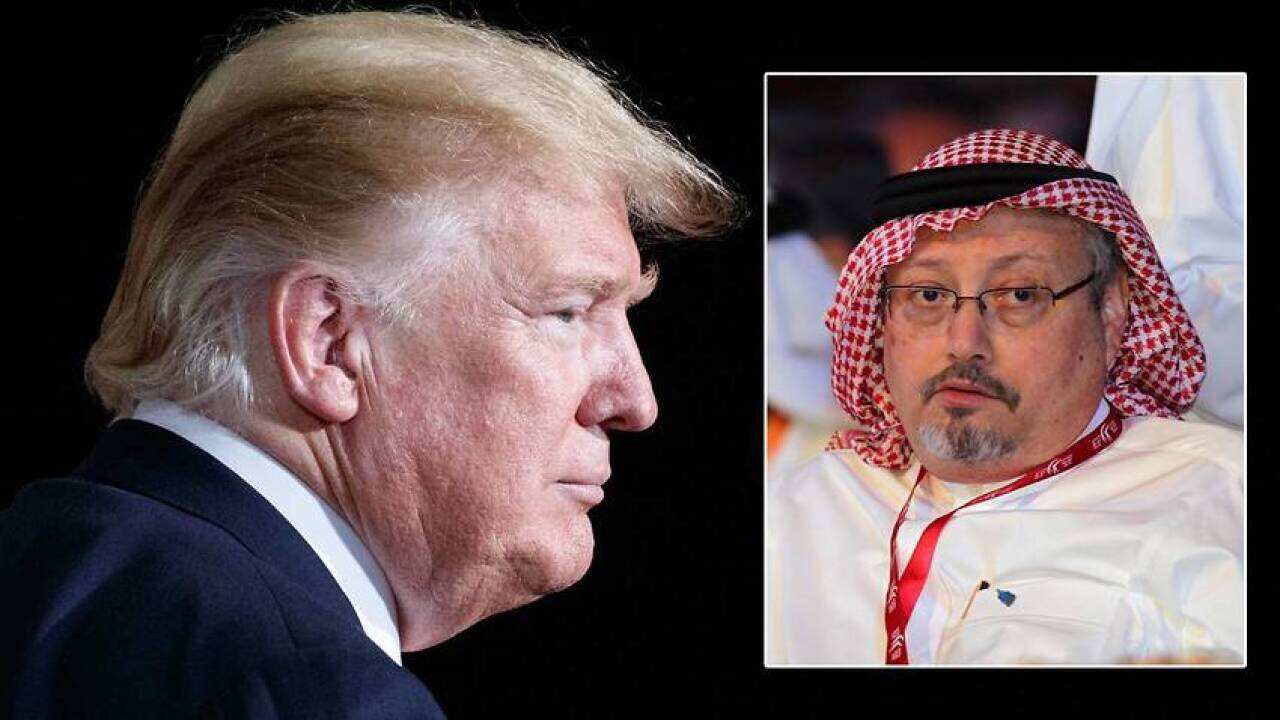 Donald Trump says he'll release a report on the killing of Saudi journalist Jamal Khashoggi ((k'huh-SOD-jee)) on Tuesday