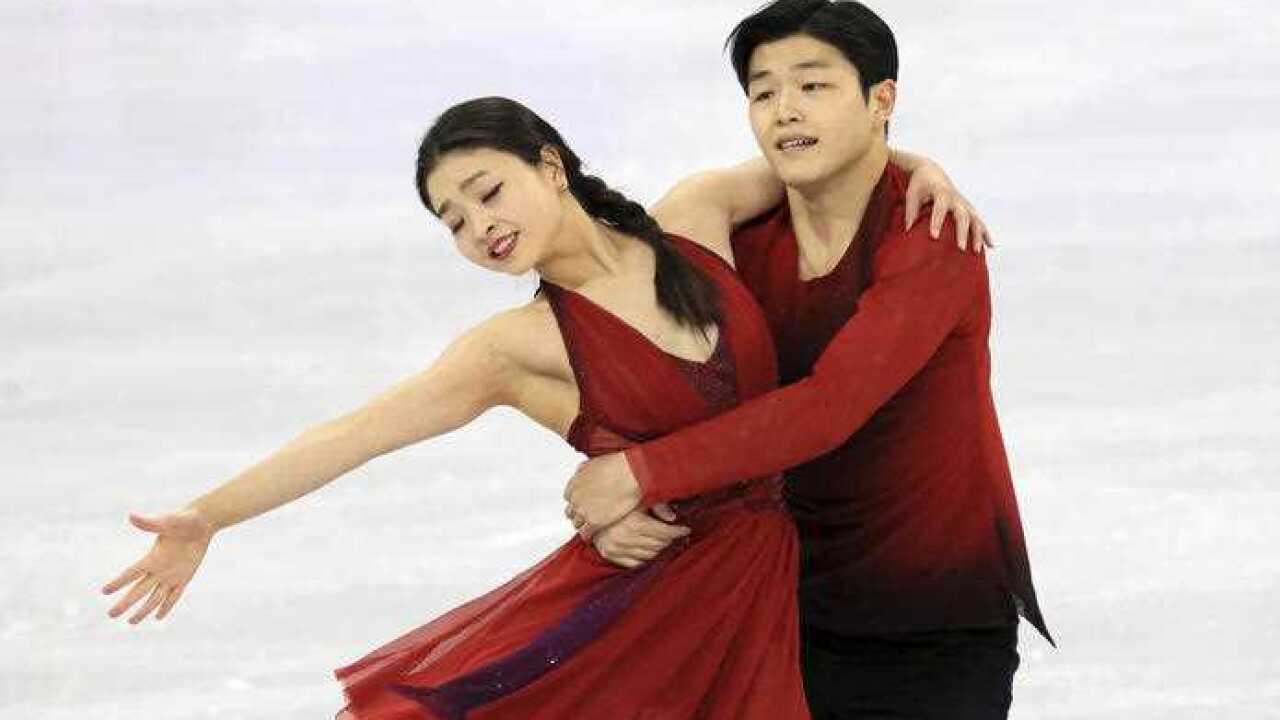U.S. Maia SHIBUTANI and Alex SHIBUTANI perform during the team event Ice Dance free skating of the PyeongChang Olympic Winter Games at the Gangneung Ice Arena in Gangneung, South Korea on Feb. 12, 2018.